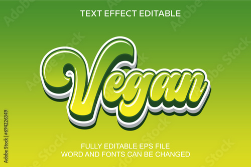 3d text effect vegan vector editable