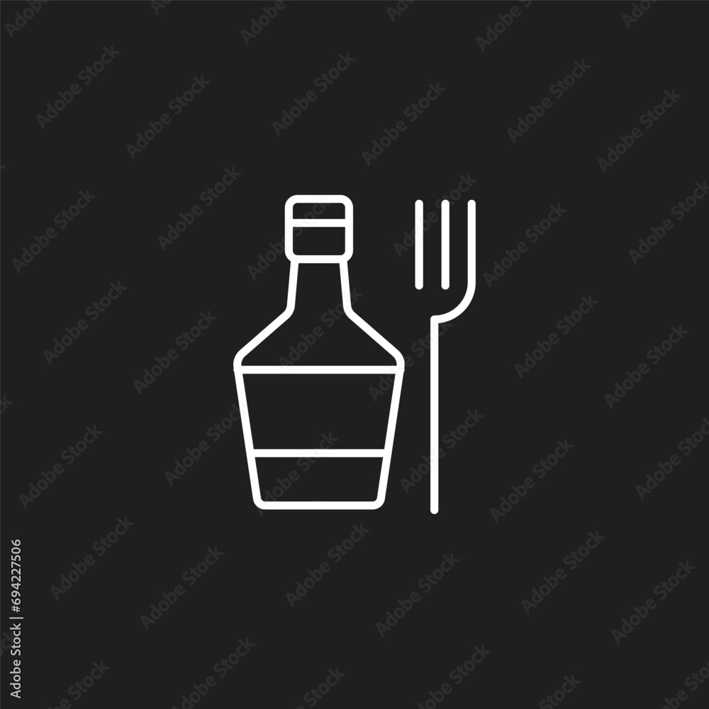 Restaurant logo with knife, fork and wine bottle in negative space. Food and wine symbol design. Creative emblem for restaurant or wine bar. Restaurant logo with knife, fork and wine bottle in negative space. Food and wine symbol design. Creative emblem for restaurant or wine bar.