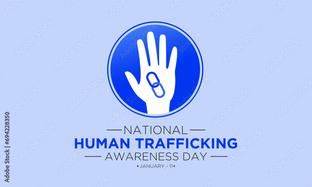 National Human Trafficking Awareness Day is observed every year on january 11. Vector illustration on the theme of Human Trafficking Day. Template for banner, greeting card, poster with background. National Human Trafficking Awareness Day is observed every year on january 11. Vector illustration on the theme of Human Trafficking Day. Template for banner, greeting card, poster with background.
