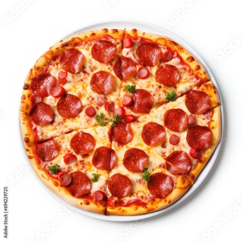 Pizza pepperoni on a white background