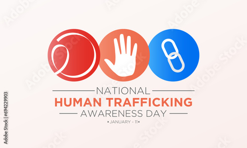 National Human Trafficking Awareness Day is observed every year on january 11. Vector illustration on the theme of Human Trafficking Day. Template for banner, greeting card, poster with background.