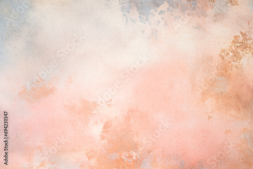 Gentle watercolor gradient texture that seamlessly merges coral, beige, and blue tones, perfect for infusing artistic into your design projects. Abstract pastel background.