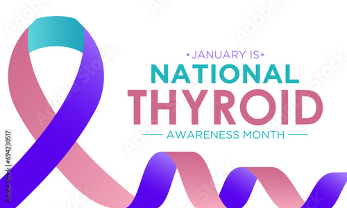 National thyroid awareness month is observed every year on january. January is thyroid disease awareness month. Vector template for banner, greeting card, poster with background. Vector illustration.