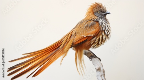 a majestic brown bird perched gracefully on a clean white background  showcasing its intricate feathers and natural beauty.
