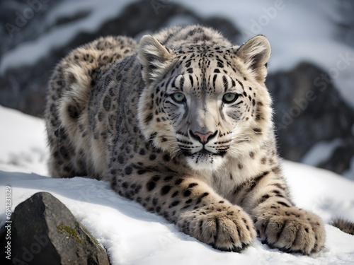 A close up of a cute wild animal  snow leopard