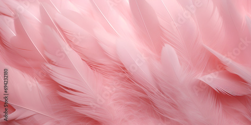 Abstract beautyful pink tone feathers background. fluffy feather fashion design vintage bohemian style pastel texture. wedding, anniversary, valentine's day concept. soft focuse.