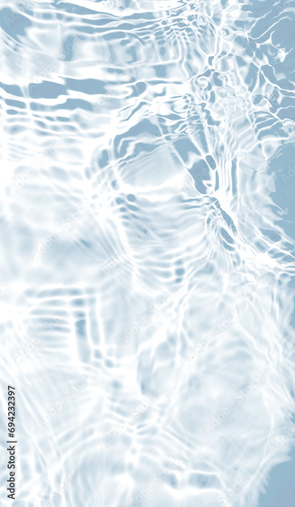Water waves surface hits the sunlight (soft image). Blue swimming pool water background.	
