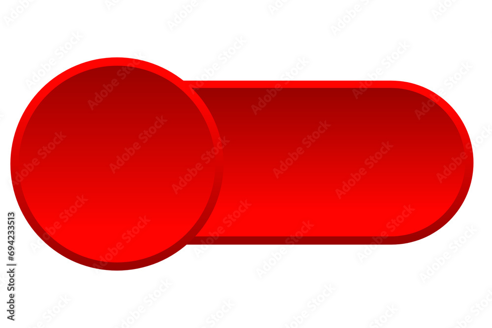 Red button on isolated on transparent background. Toggle button switch. Web interface button. Red button on isolated on transparent background. Toggle button switch. Web interface button.
