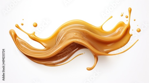 Caramel sauce or hot syrup twisted isolated on a white background photo