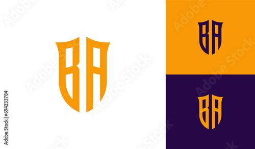 Letter BA shield initial esport logo design