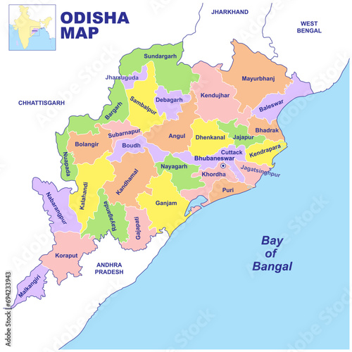 Odisha map vector illustration