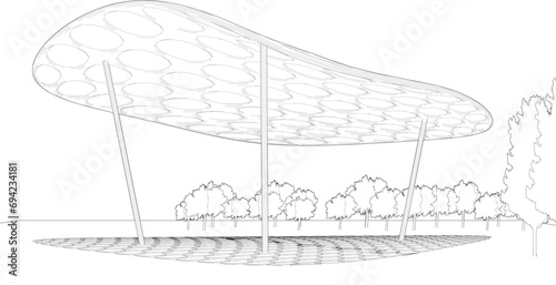 3D illustration of parametric pavilion