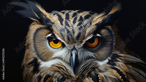 hyper realistic illustration animal bird, owl wallpaper