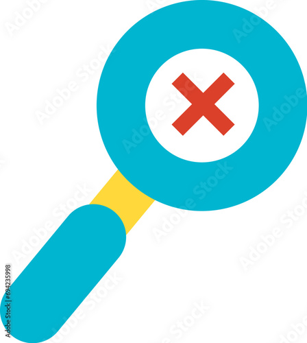 Searching and sorting data. Magnifying glass rejects unnecessary information, business process organization flat symbol. Simple flat color icon isolated on white background