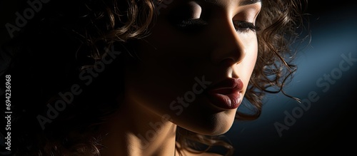 Attractive female shadow sends a kiss.
