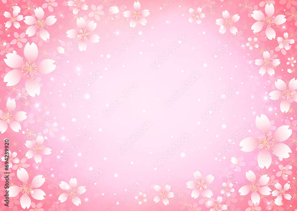 桜のフレーム素材　飾り枠　桜吹雪　お花見　入学　卒業　入園　卒園　ひな祭り　ひなまつり　新春　キラキラ	さくら柄
