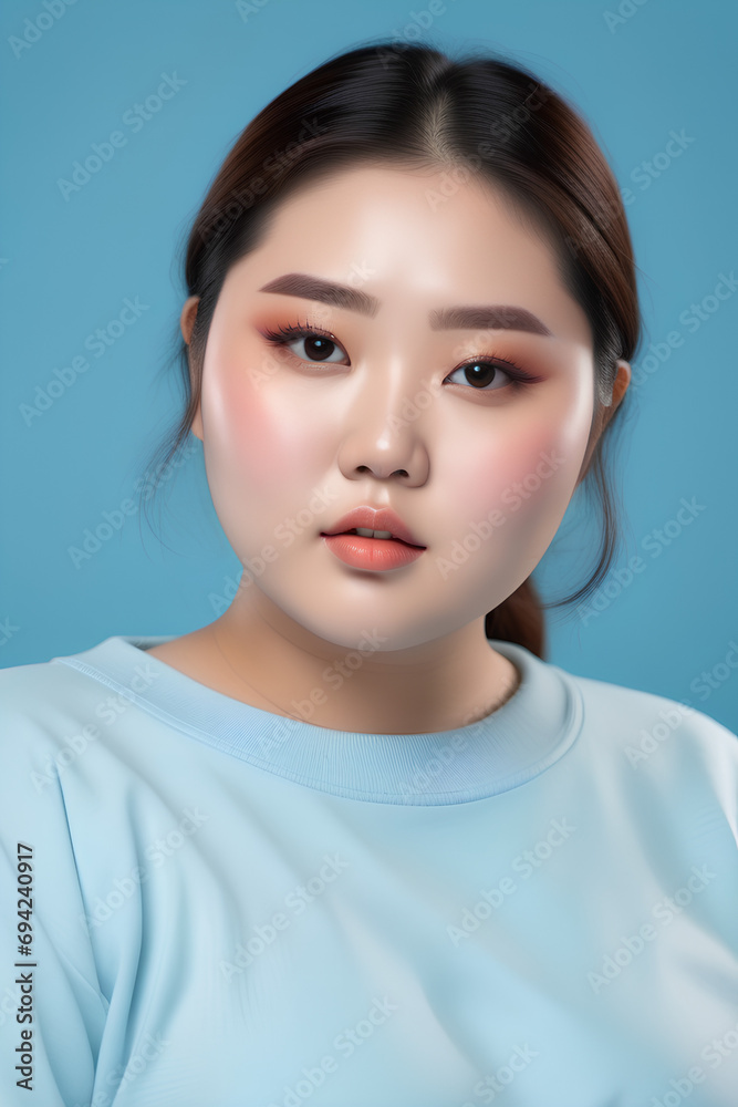 Asian plus size model wearing makeup, makeup shoot with Asian curvy woman Asian plus size model wearing makeup, makeup shoot with Asian curvy woman