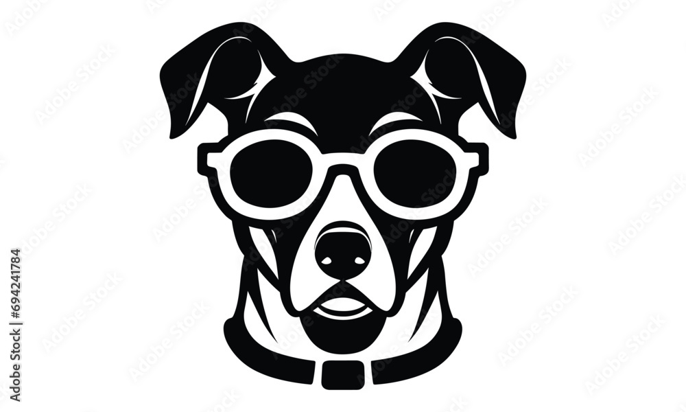 dog with googles vector silhouette design