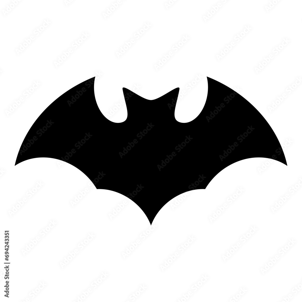 Fototapeta premium Flying bat silhouette icon. Vector.