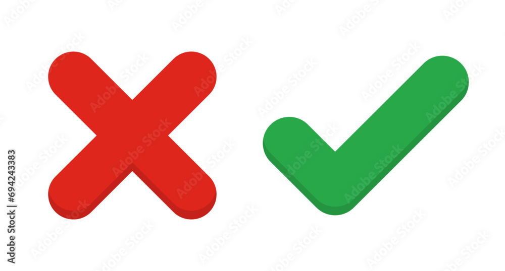 Obraz premium Cross and check icons set. Sign of choice. Vector.