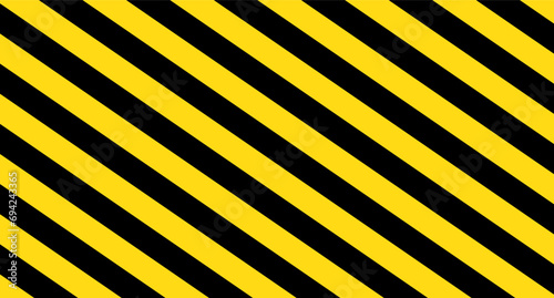 Yellow and black warning diagonal striped background. Vector.