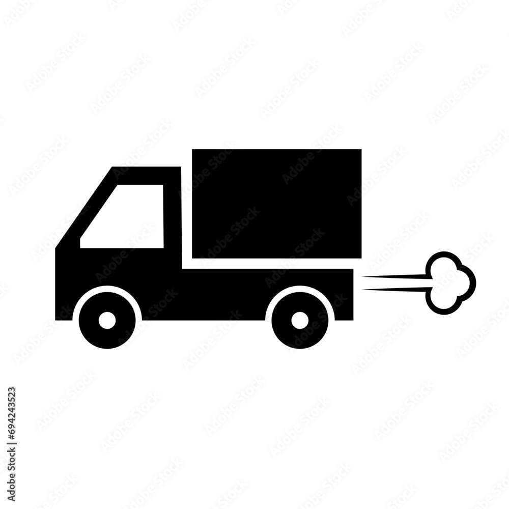 Driving truck silhouette icon. Vector. Driving truck silhouette icon. Vector.