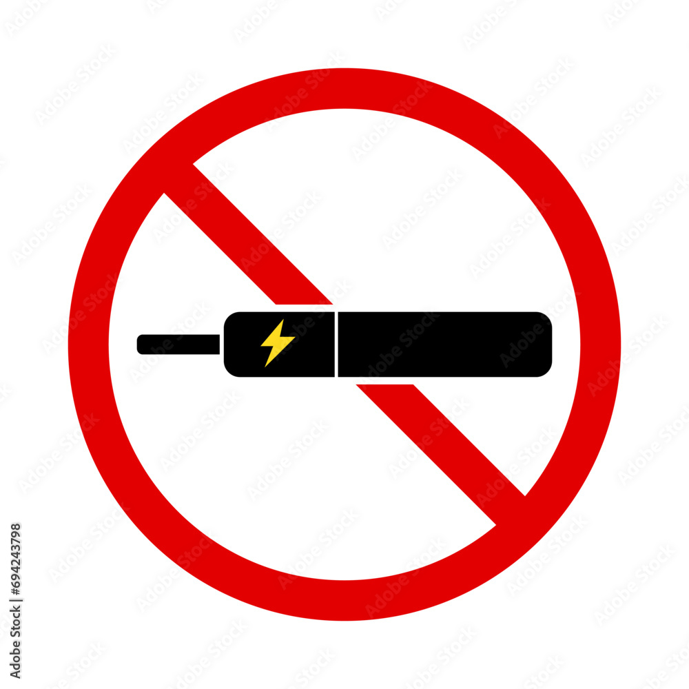 Electronic cigarette warning icon. E-cigarette prohibition. Vector. Electronic cigarette warning icon. E-cigarette prohibition. Vector.