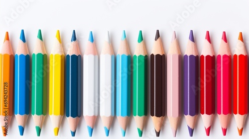 a set of isolated colorful pencils, showcasing their vibrant tones and artistic significance against a pristine white canvas.