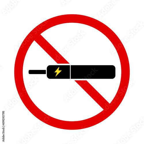 Electronic cigarette warning icon. E-cigarette prohibition. Vector.