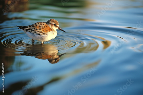 A serene abstract portrayal of the Spoon-billed Sandpiper, a critically endangered shorebird, advocating for its protection. photo
