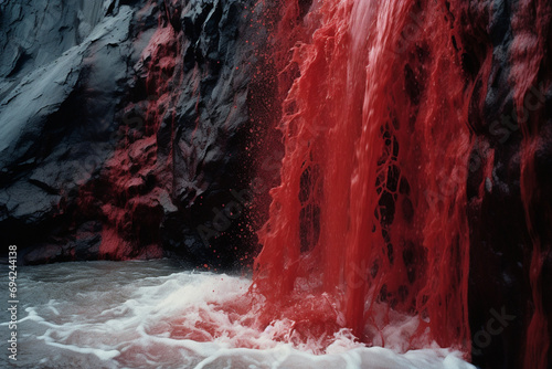 Abstract representation of Blood Falls, a rare outflow of iron oxide-tainted water photo