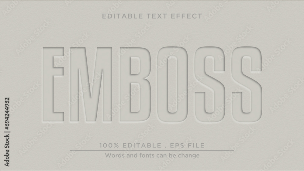 Embossed 3d editable text effect. Emboss text effect mockup template - obrazy, fototapety, plakaty 