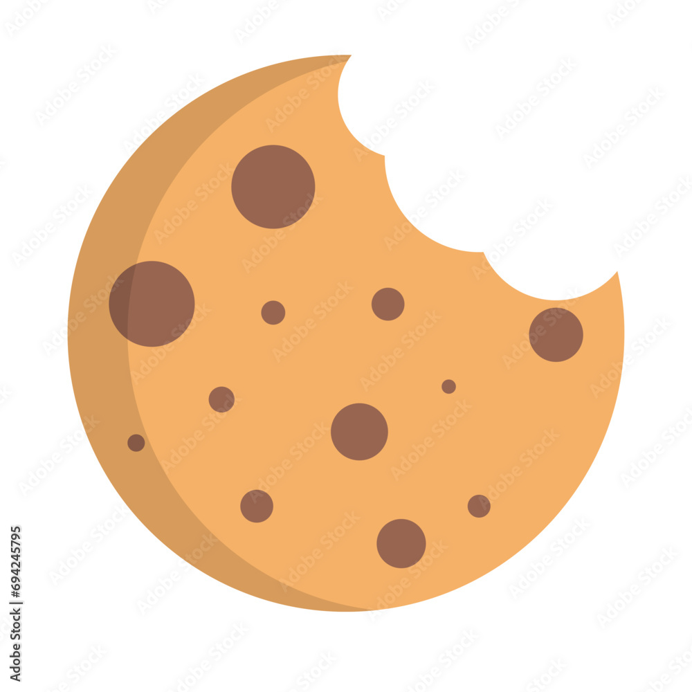 Flat design chocolate chip cookie icon. Vector. Flat design chocolate chip cookie icon. Vector.