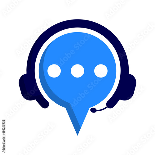 Blue chat support icon. Vector.