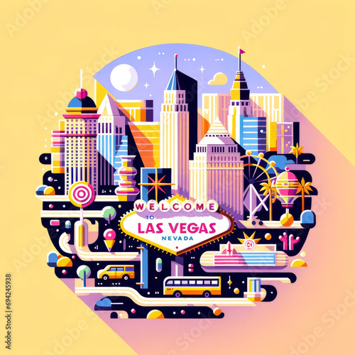 Las Vegas Lights in Minimalist Art