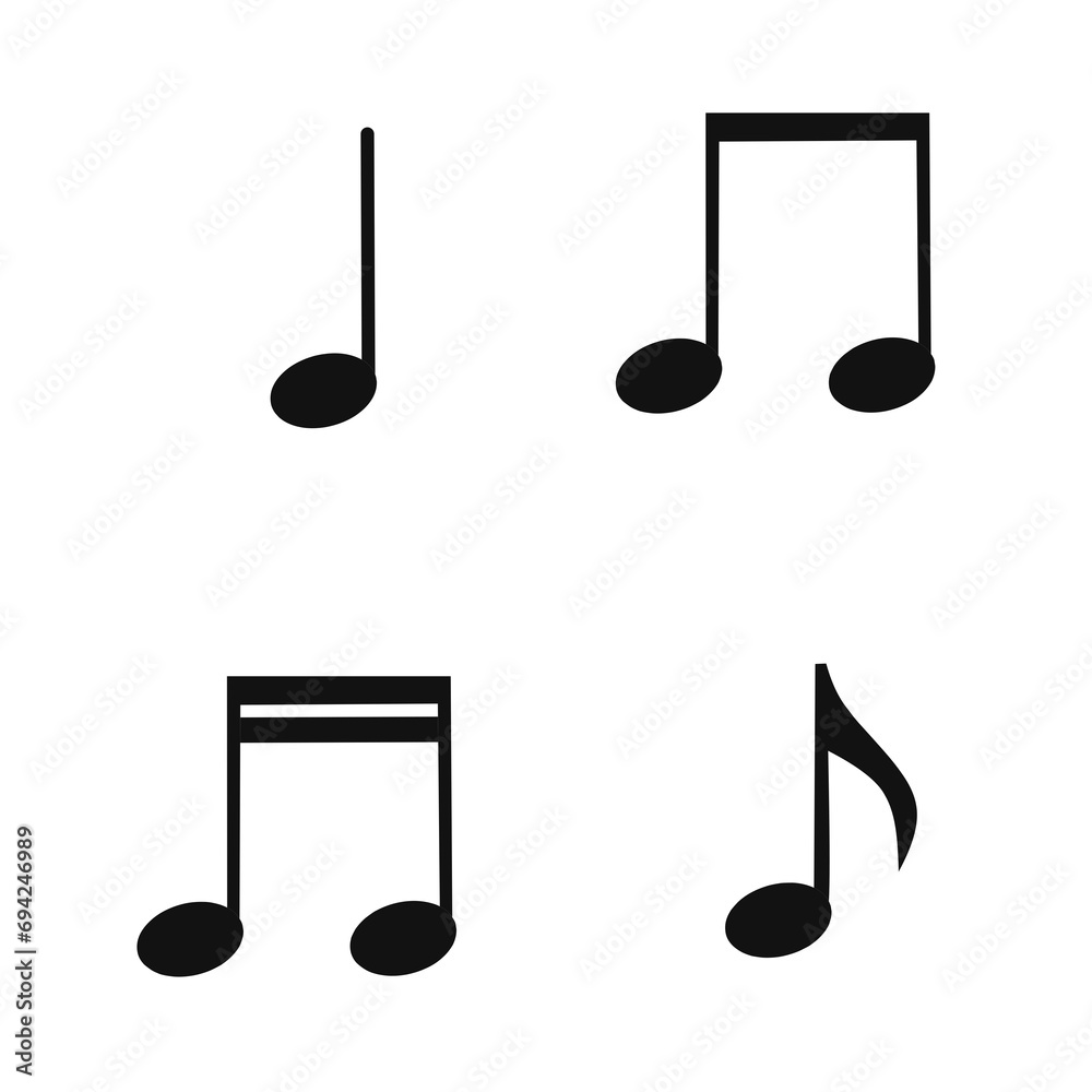 collection of musical notes icons on white background collection of musical notes icons on white background