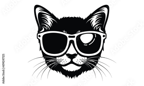 cat with sunglasses silhouette vector design photo