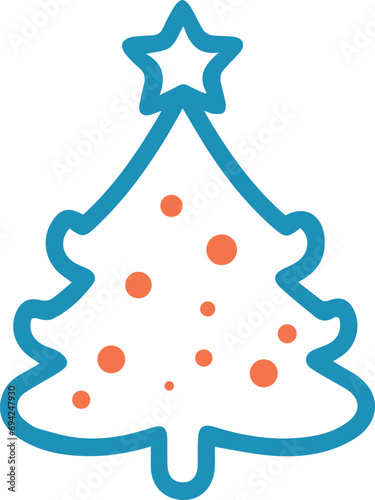 Christmas tree with toys, Christmas tree logo, blue and coniferous Christmas tree