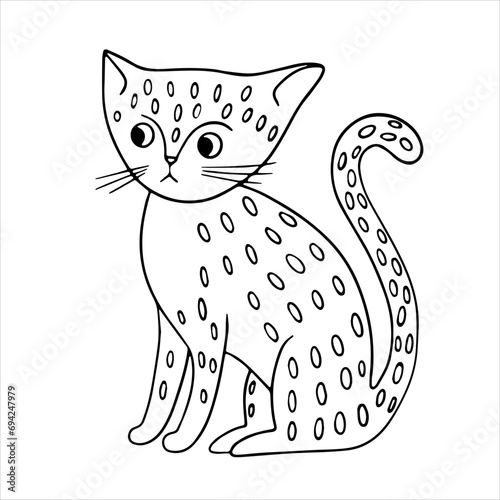 vector Funny spotted cat. Portrait of an animal in a white background