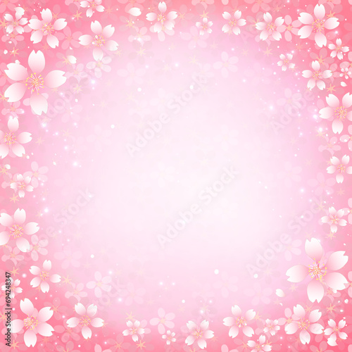 桜のフレーム素材 飾り枠 桜吹雪 お花見 入学 卒業 入園 卒園 ひな祭り ひなまつり 新春 キラキラさくら柄 正方形