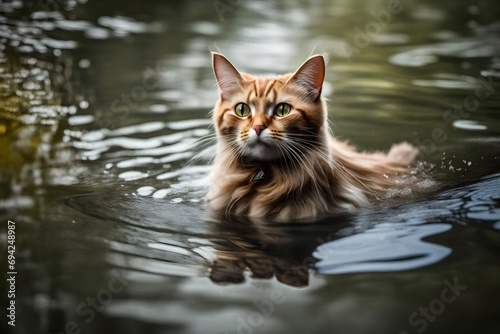 cat in the water