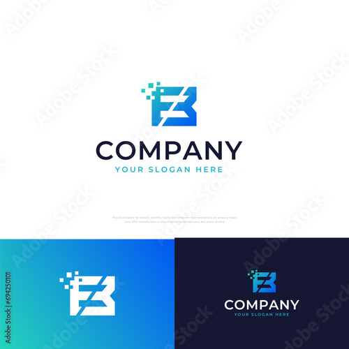 Abstract Letter E B Tech Logo