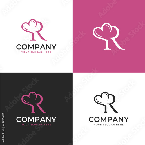 Letter R Love Pink Logo