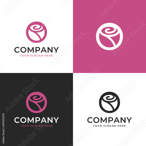 Pink Flower Rose Logo