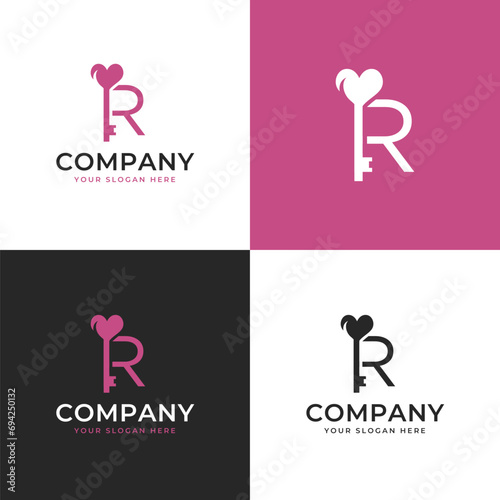 Letter R Love Pink Logo