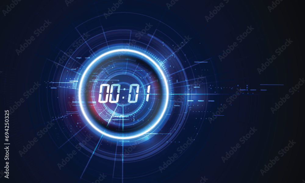 Abstract Futuristic Technology Background with Digital number timer concept and countdown, vector transparent