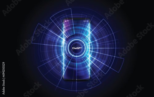 ChatGPT conversation method illustrations. Artificial intelligence chatbot on smartphone, ChatGPT AI Chatbot concept, vector illustration