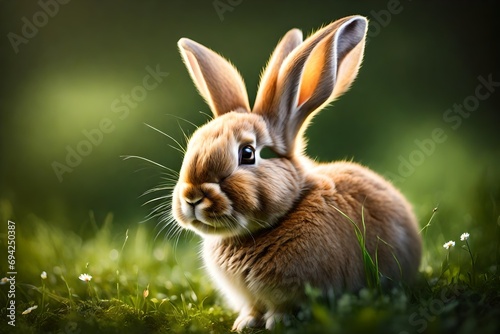 white rabbit on grass © qaiser