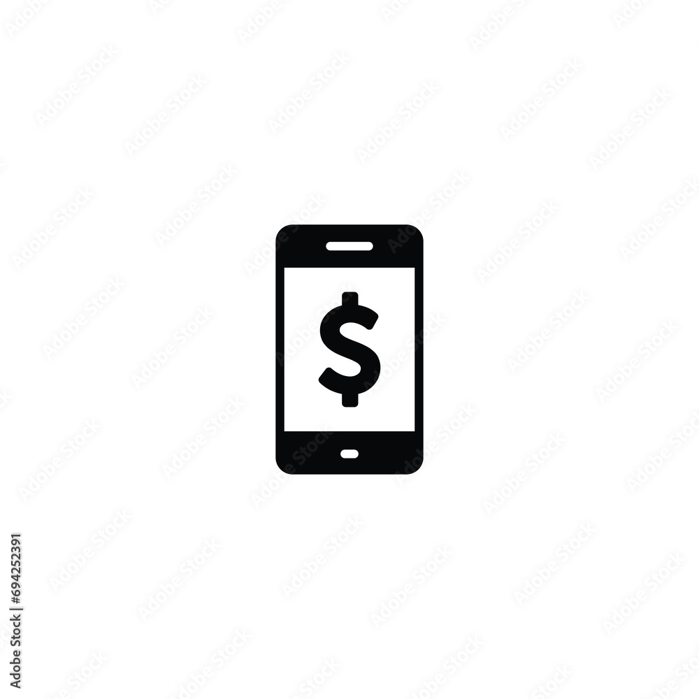 Smartphone with dollar symbol icon vector for web site Computer and mobile app Smartphone with dollar symbol icon vector for web site Computer and mobile app