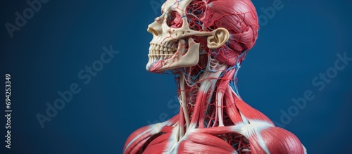 Anatomy model of human body with head for medical education. photo
